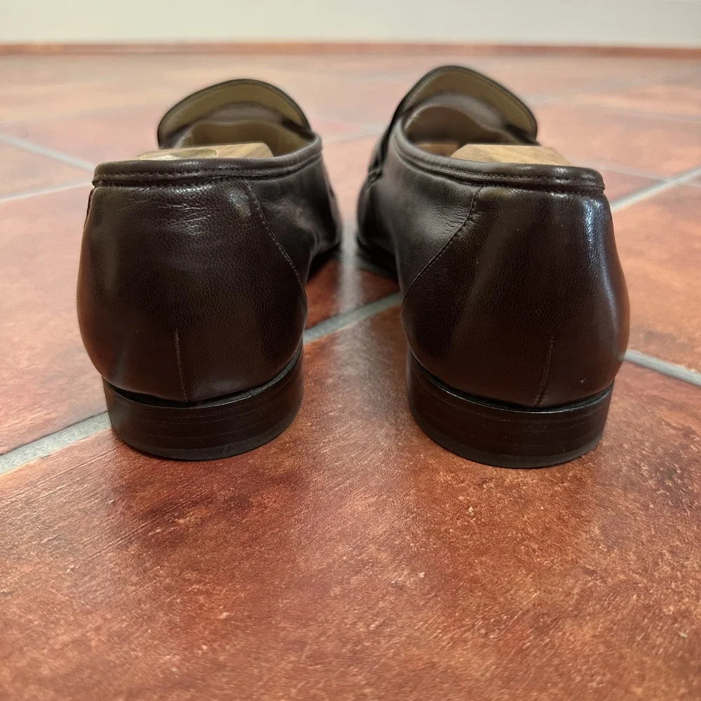 Bally Dark Brown Branded-Buckle Greyson Loafers Size 9